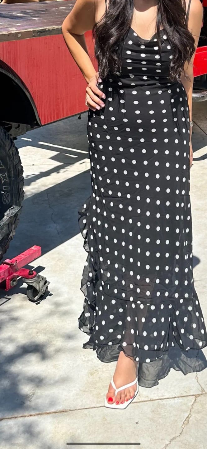 Customer photo review of Valerie Polka Dot Maxi Dress