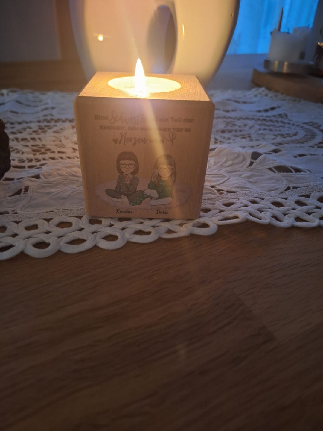 Customer photo review of Herzensmenschen - Personalisierter Kerzenwürfel