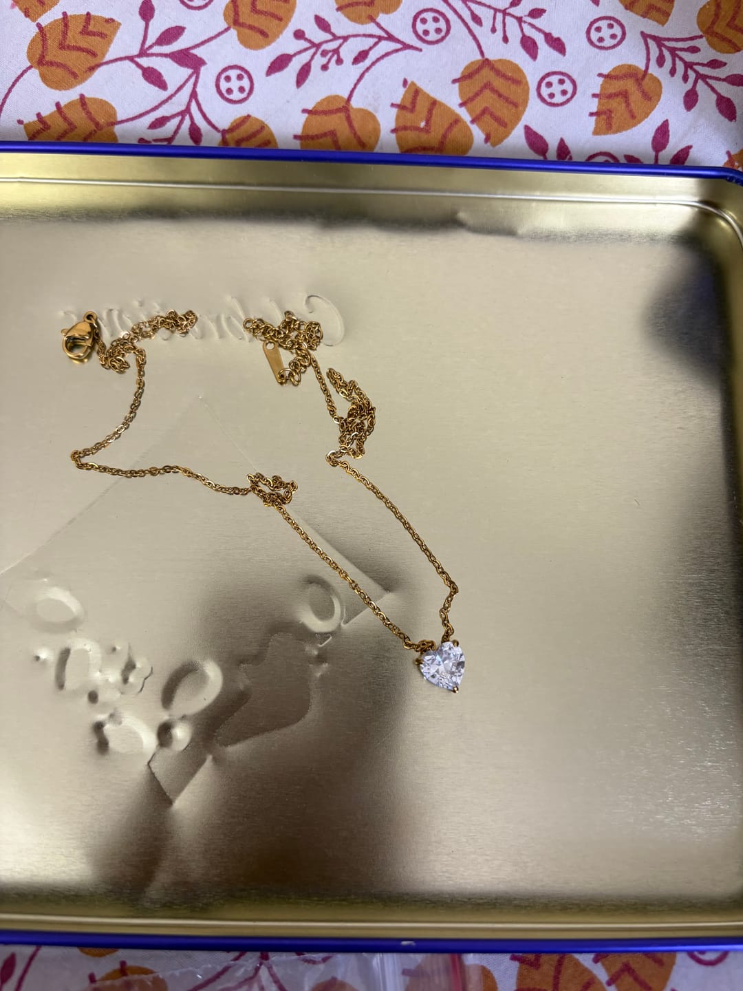 Customer photo review of Sparkling Hearts Gold Necklace