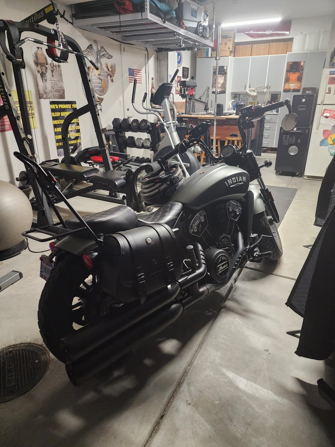 Customer photo review of 25L - SpiritBlade Large Indian Scout Bobber Leather Motorcycle Saddlebags