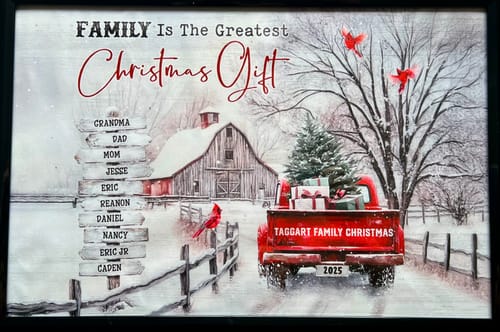 Customer photo review of Personalized Family Gift Christmas Poster - All Roads Lead Home at Christmas