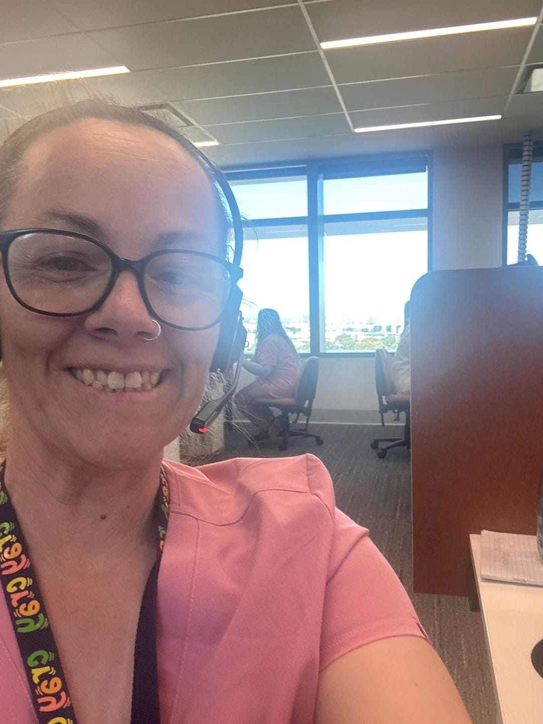 Customer photo review of ELIZABETH Two Pocket Scrub Top (Original SLTECH™ fabric) - Picasso Pink