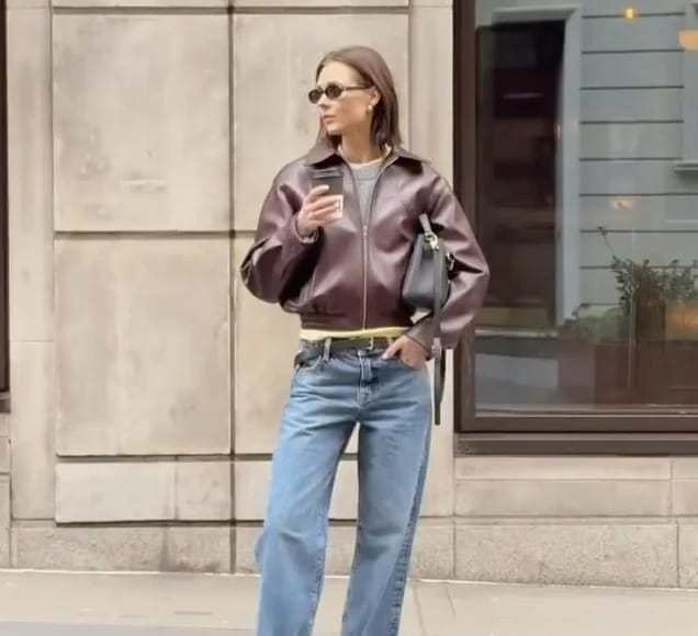 Customer photo review of Erika Zip Up Leather Jacket