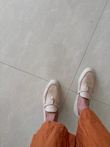 Customer photo review of summer charm walk loafer pink sand suede