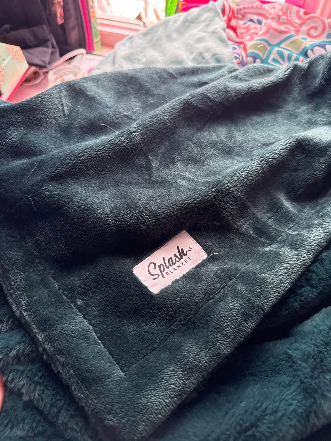 Customer photo review of Furlush Waterproof Squirt Blanket™ - Emerald Green