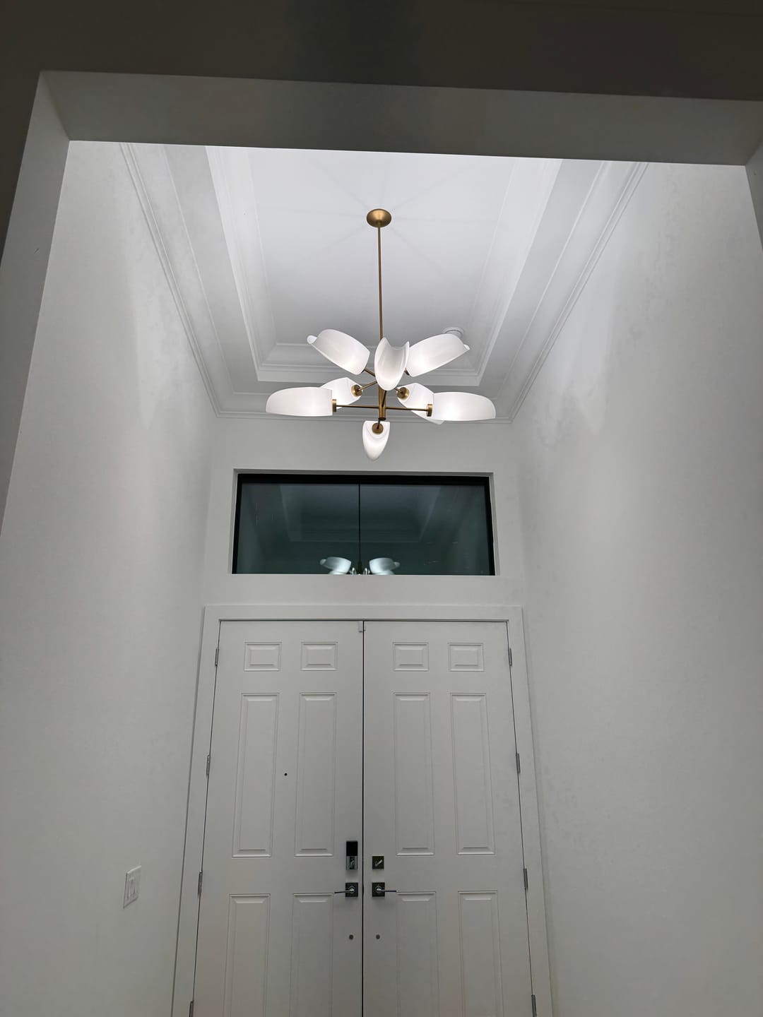 Customer photo review of Mid-Century 8-Light Glossy Leaf Glass Sputnik Tiered Chandelier