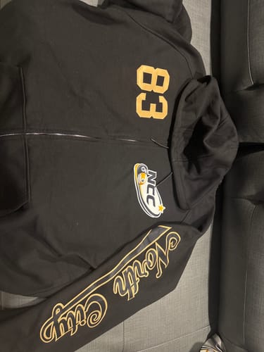 Customer photo review of Custom Black Old Gold Varsity Full-Zip Letterman Classic Jacket Hoodie