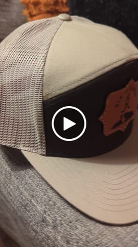 Customer video review of Custom Leather Patch Hats Richardson 168 Laser Engraved