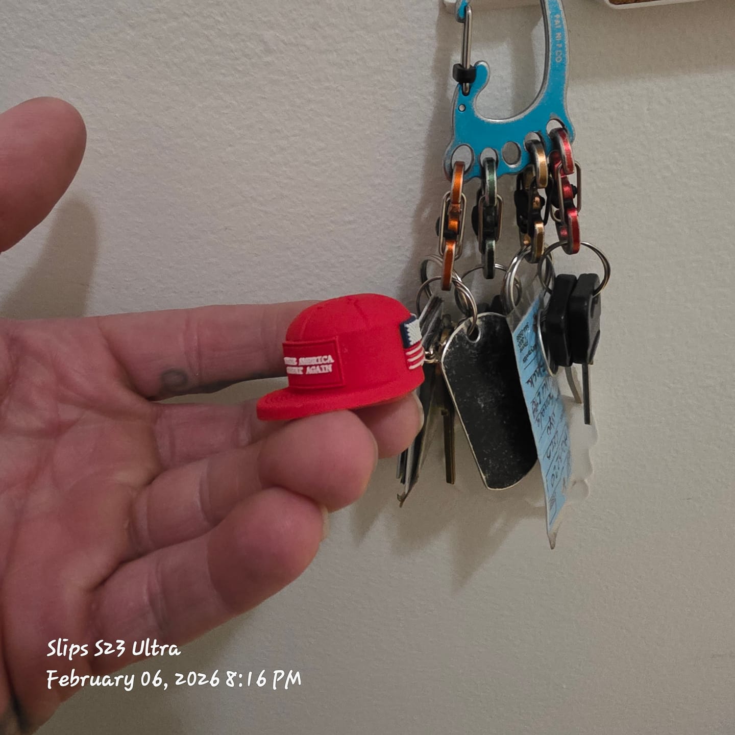 Customer photo review of MAGA Hat Keychain (Limited Edition)