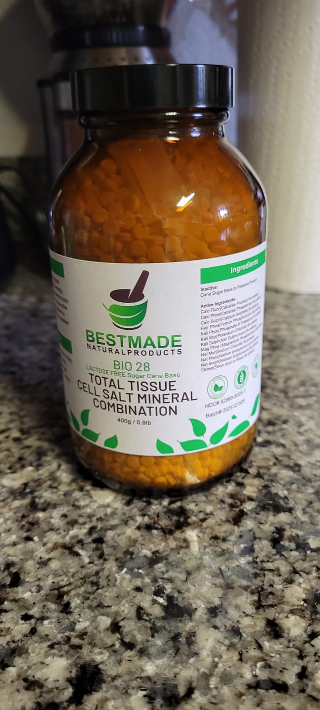 Customer photo review of Total Tissue Cell Salt Mineral Combination, BIO28 Vegan & Lactose-Free - Helps Body Absorb Nutrients, Increases Energy Levels, Improves Sleep Patterns, and Restores Vitality | Pellets, Big Jar