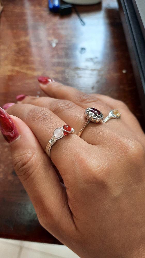 Customer photo review of Love Duo Ring | Rose Quartz & Carnelian