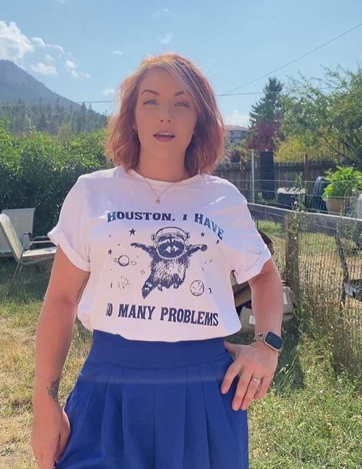 Customer photo review of Houston I Have So Many Problems Raccoon T-Shirt
