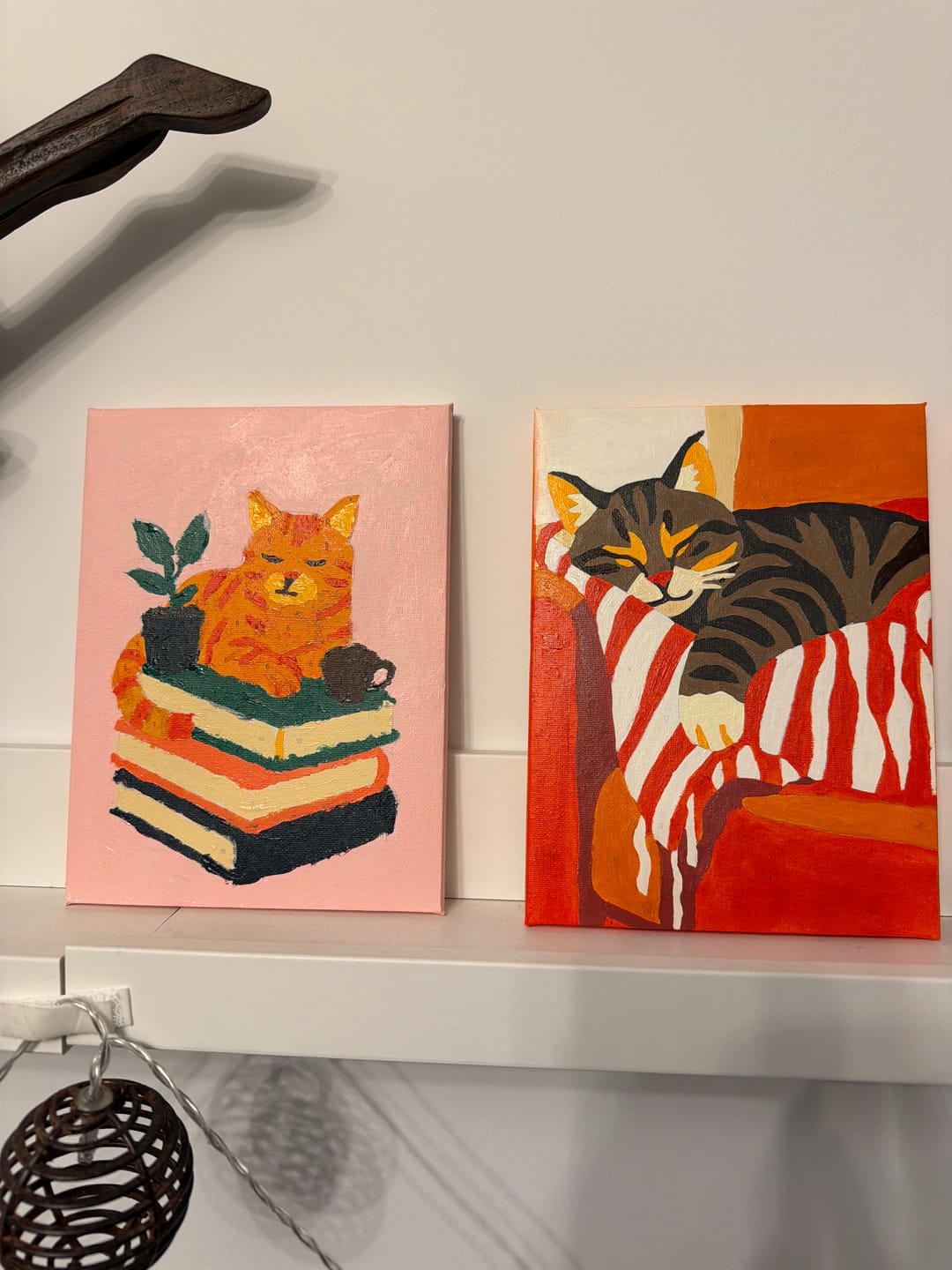 Customer photo review of 6 Mini Paintings | Tired Cats Set