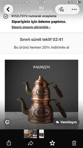 Customer photo review of Osmanlı İşlemeli Bakır Çaydanlık