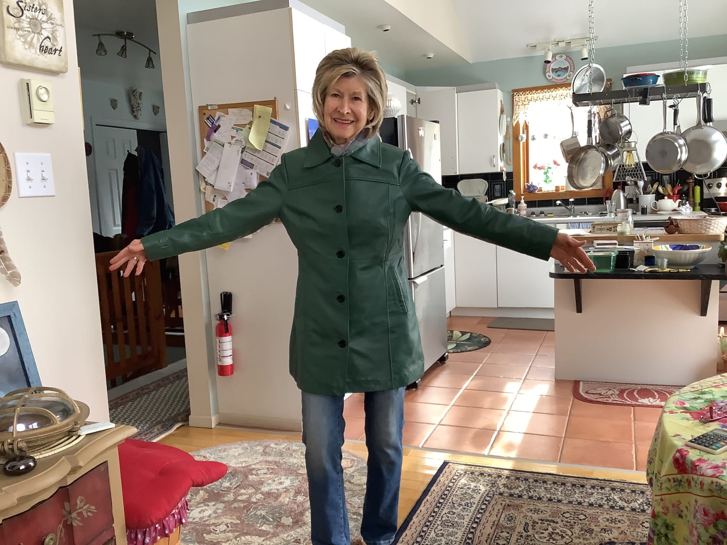Customer photo review of Kandis Women's Green Real Leather Car Coat