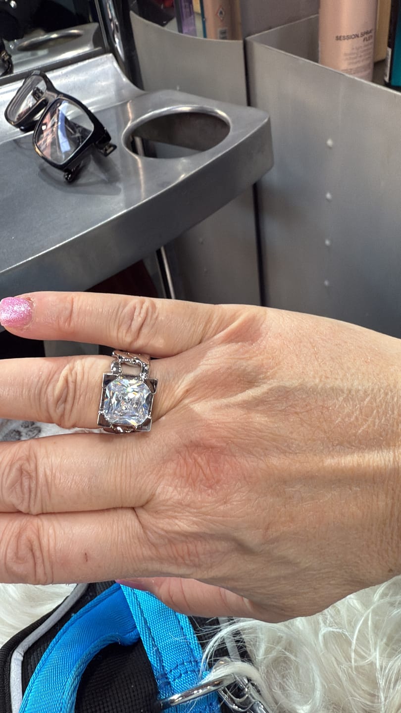 Customer photo review of LuxeLink Glass Square Ring