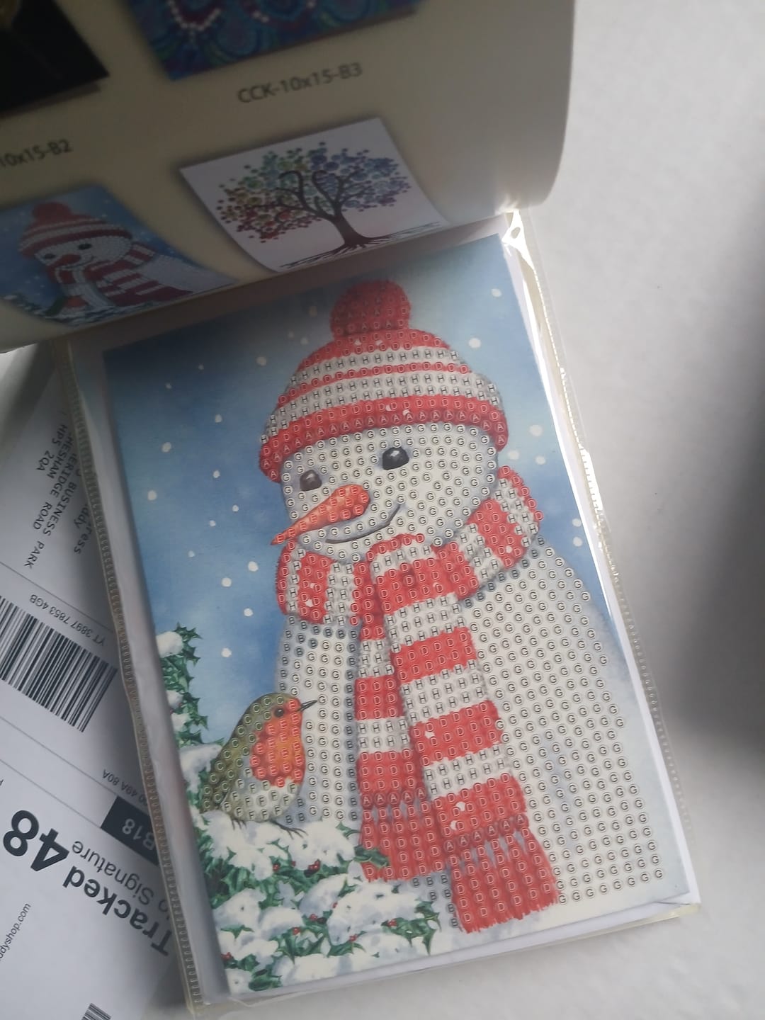 Customer photo review of Cosy Snowman, 10x15cm Crystal Art Card