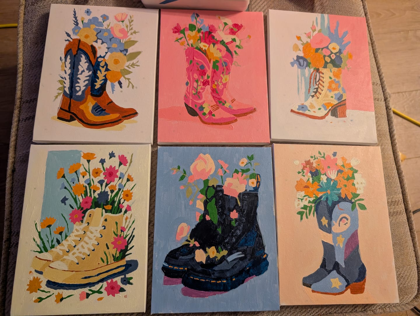 Customer photo review of 6 Mini Paintings - Flower Boots Set