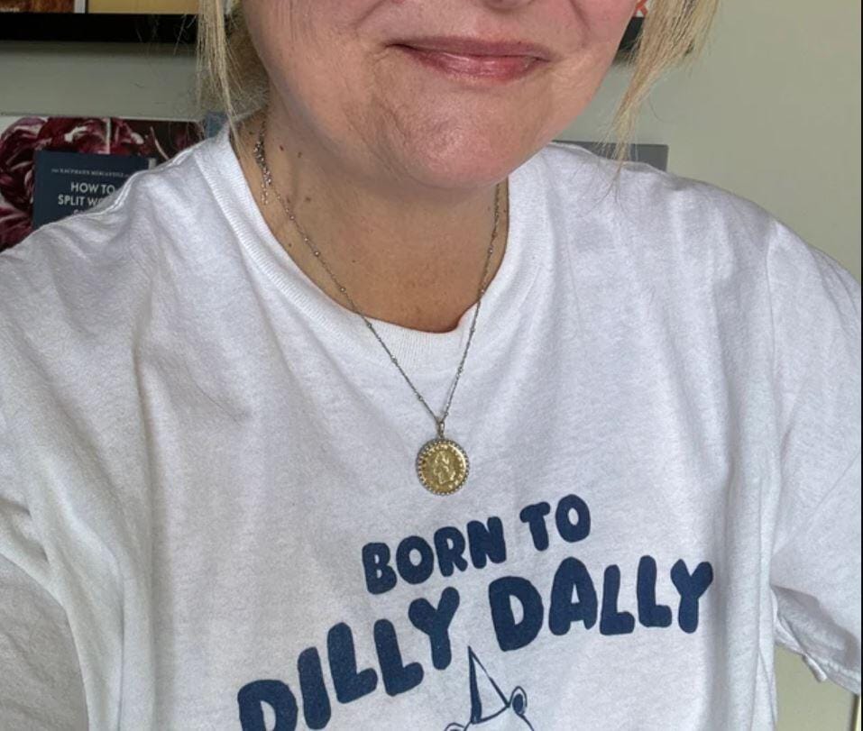 Customer photo review of Born To Dilly Dally Forced To Pick Up The Pace T-Shirt