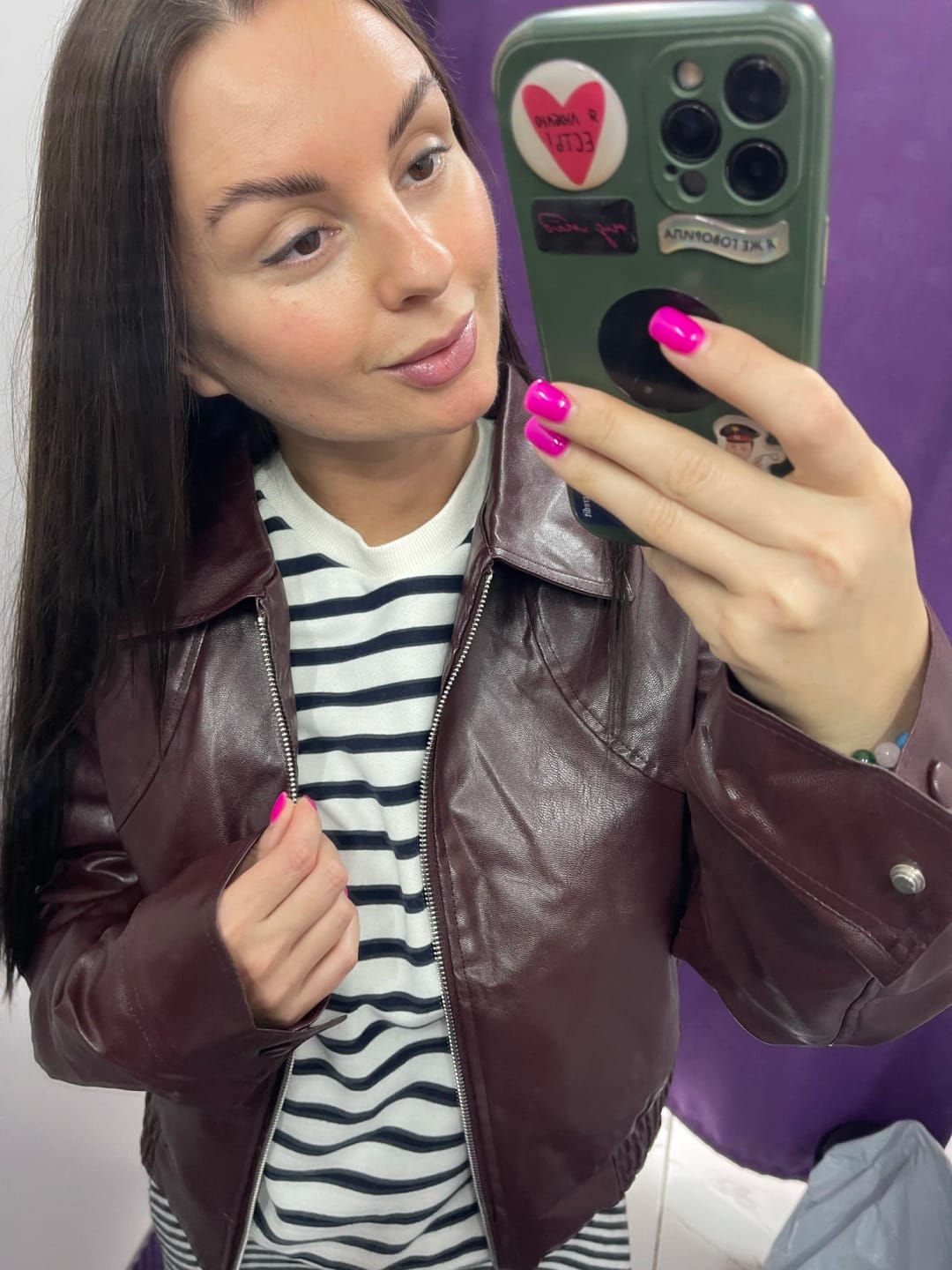 Customer photo review of Erika Zip Up Leather Jacket