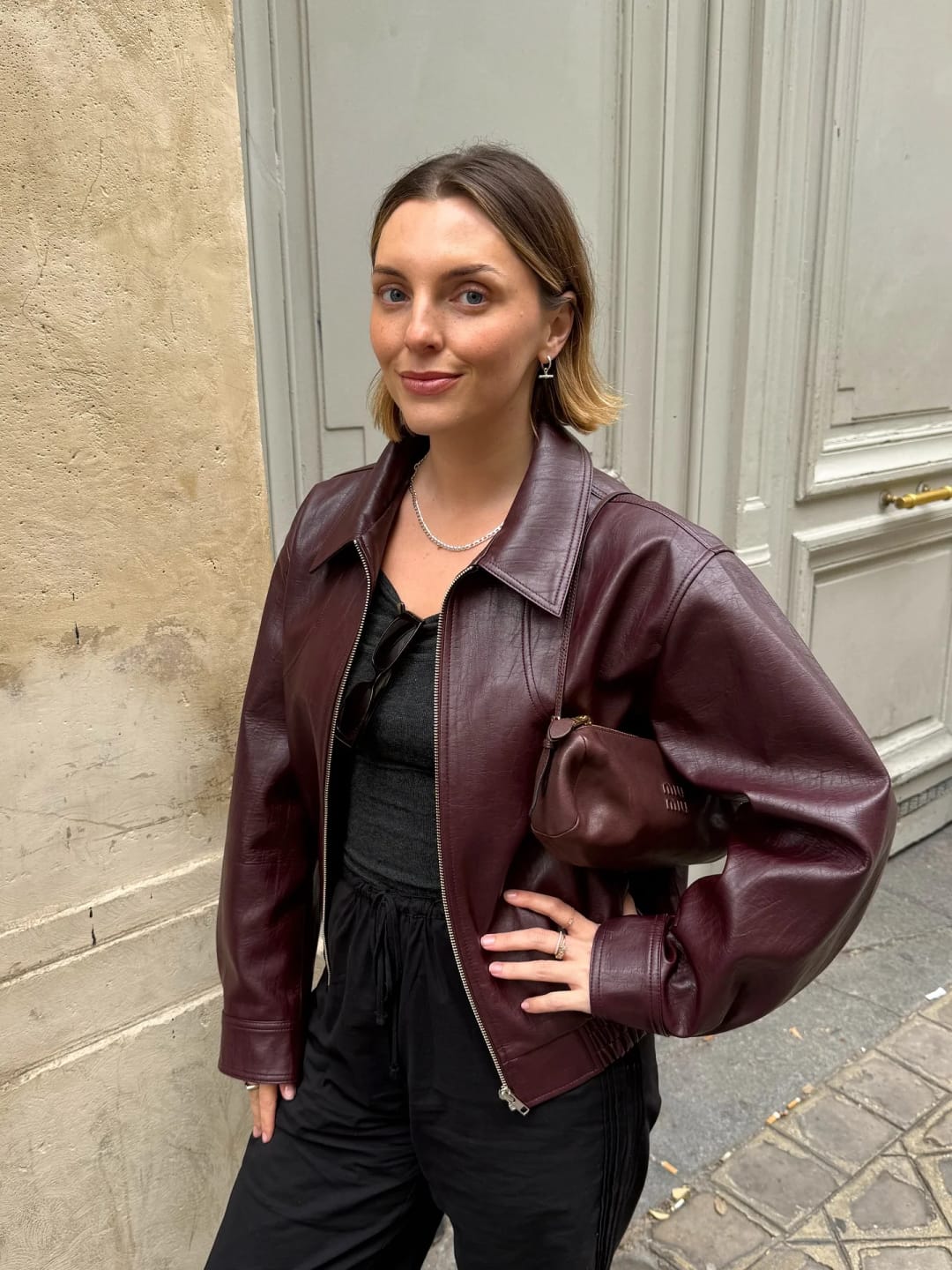 Customer photo review of Erika Zip Up Leather Jacket