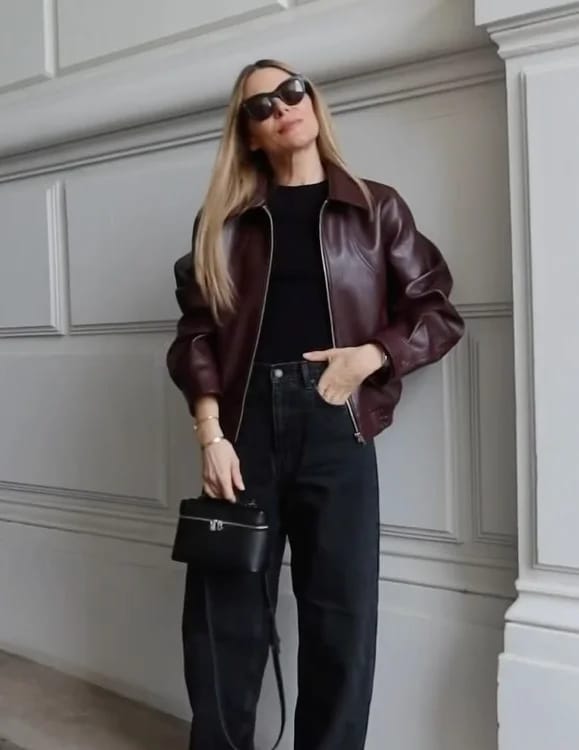 Customer photo review of Erika Zip Up Leather Jacket