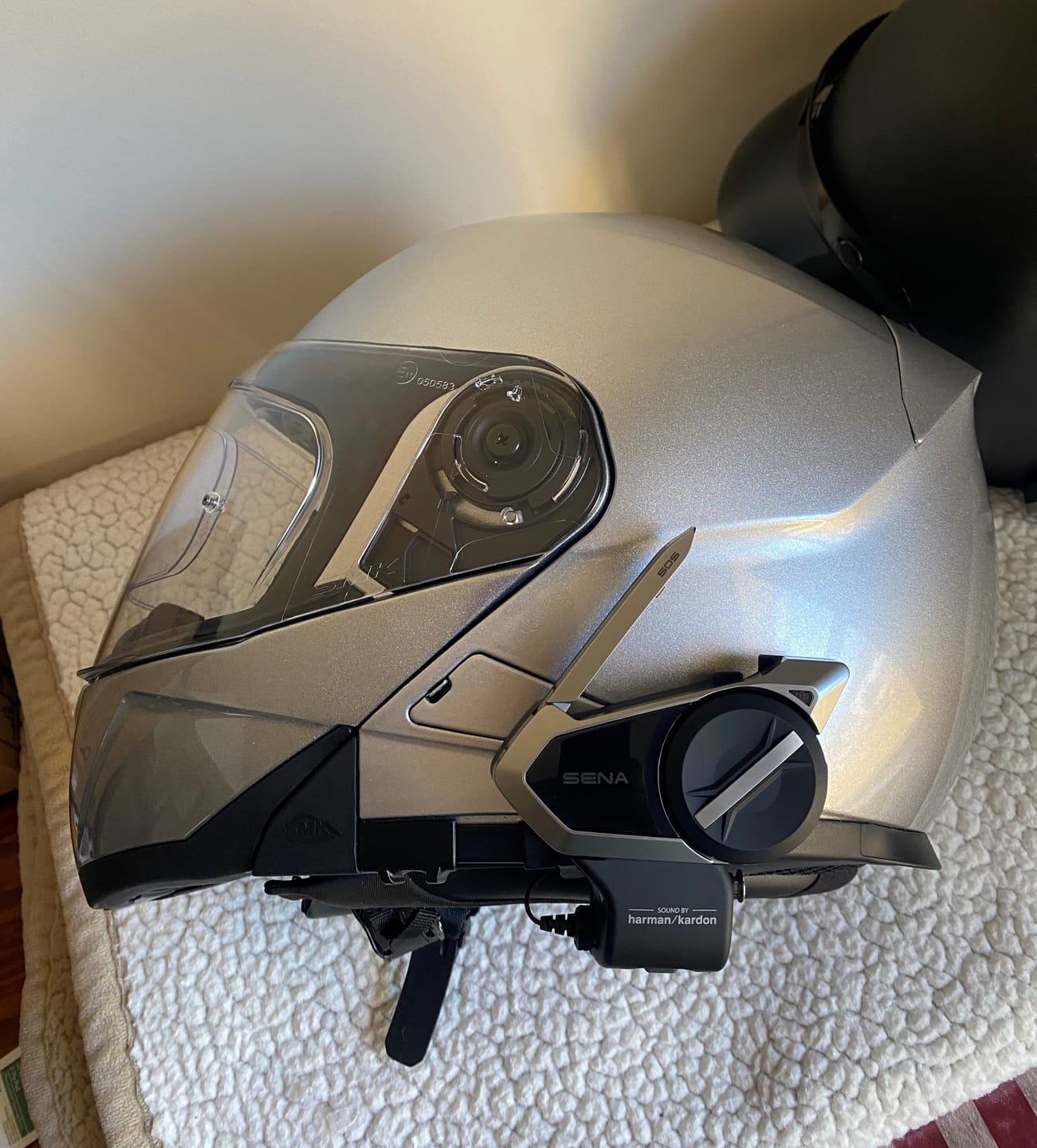 Customer photo review of Daytona Glide Modular Motorcycle Helmet - DOT Approved, Bluetooth Ready, Dual Visor, Men/Women/Youth - Dull Black