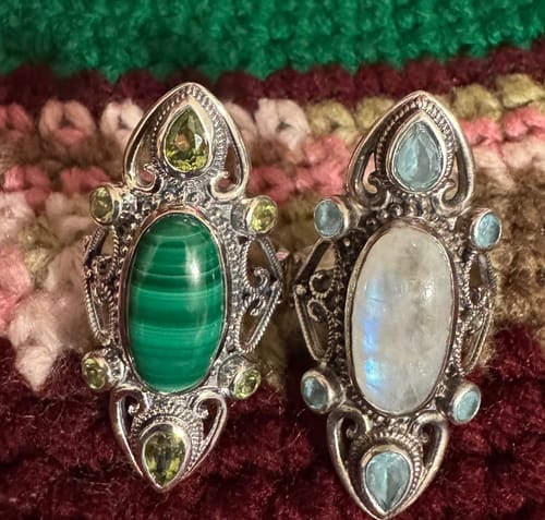 Customer photo review of Malachite & Peridot Bold Ring in 925 Sterling Silver
