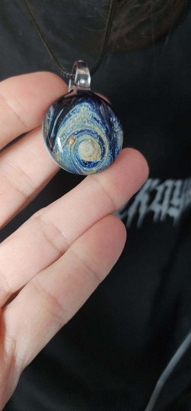 Customer photo review of Nightswirl Cremation Pendant
