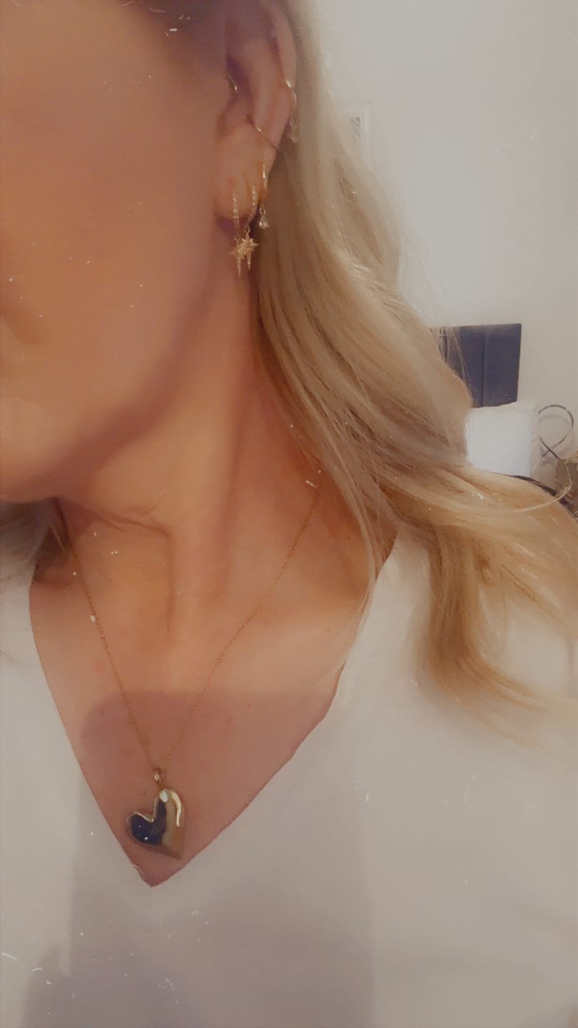 Customer photo review of Crystal Drop Hoop Earrings Gold