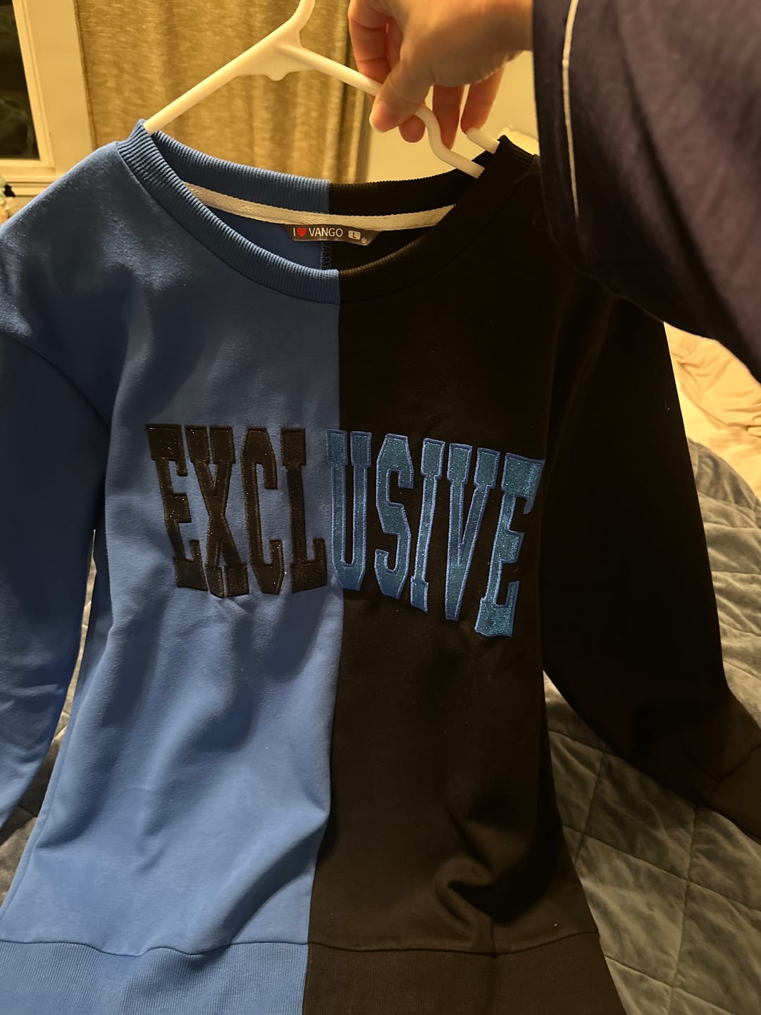 Customer photo review of Custom Glitter Embroidered Two Tone Sweatshirt
