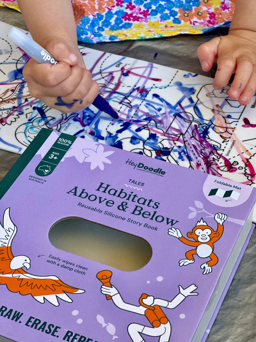 Customer photo review of Habitats Above & Below Tales - Reusable Colouring Book