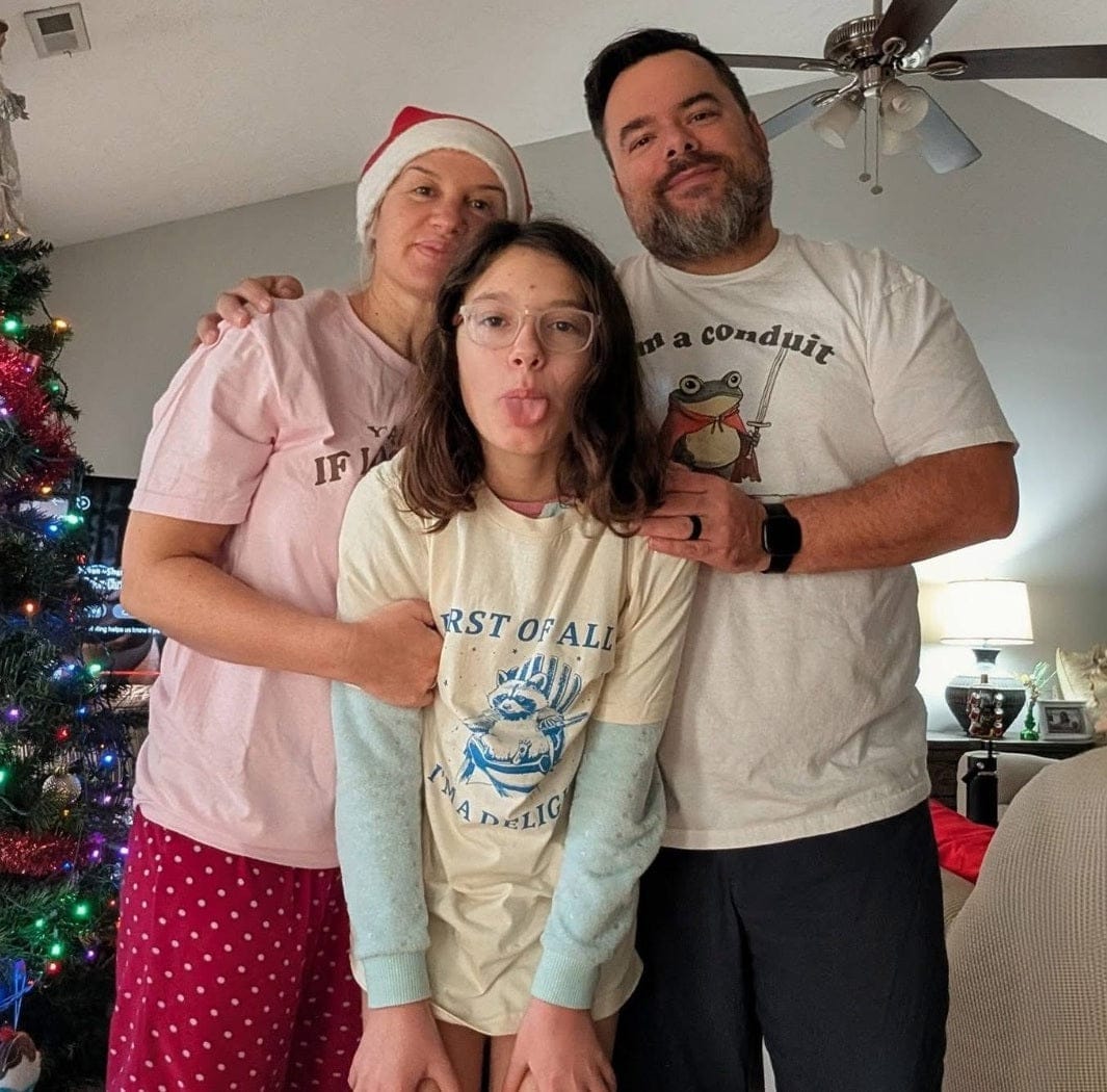 Customer photo review of I Am A Conduit For Nonsense Frog Shirt