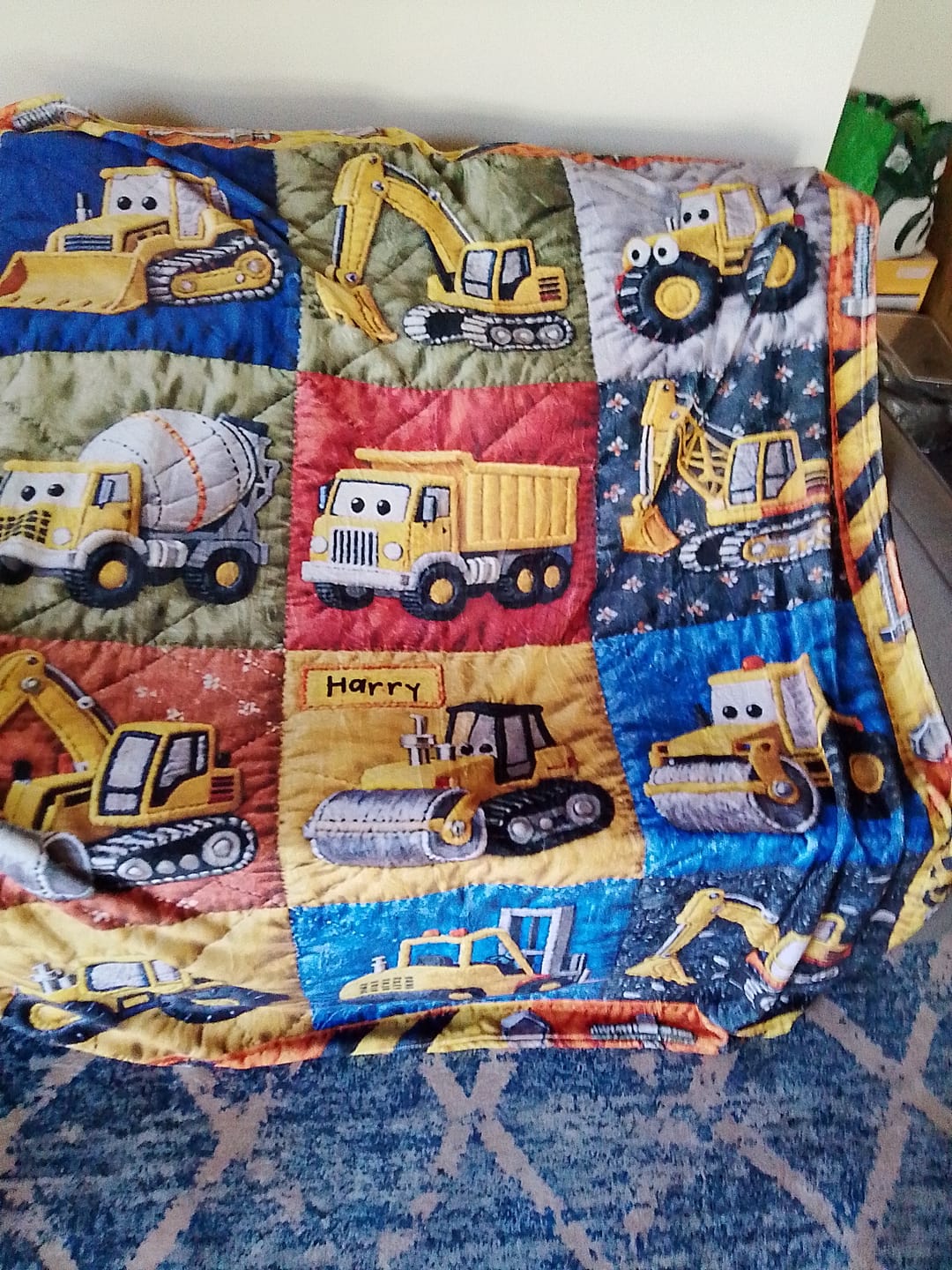 Customer photo review of Construction Machines - Personalized Kid Blanket