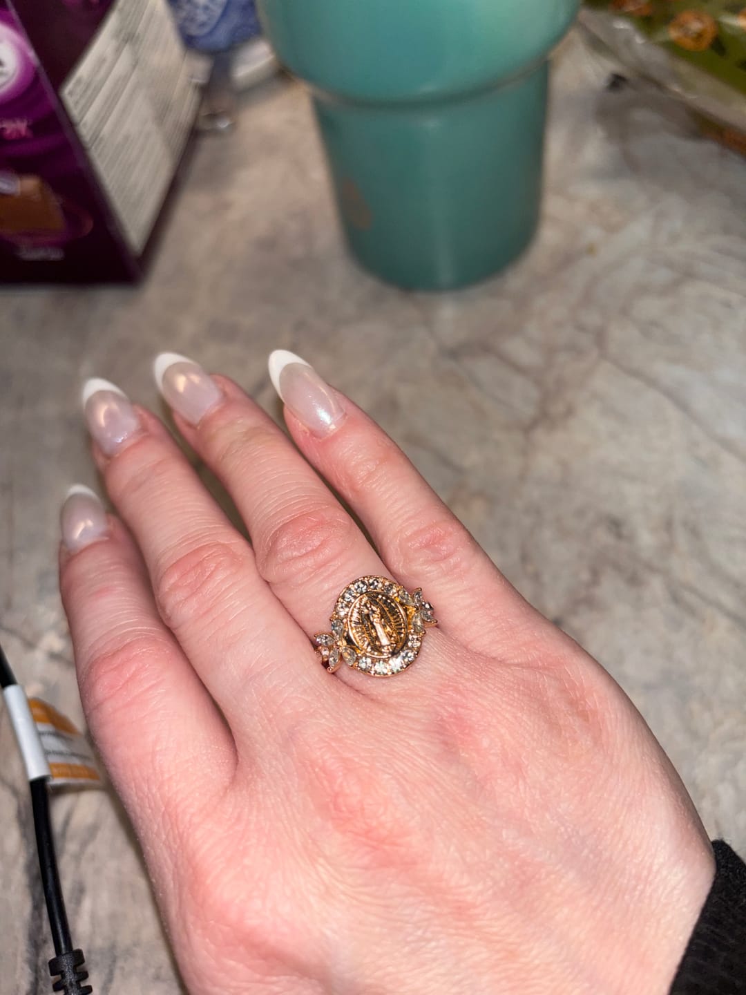 Customer photo review of FREE Today: Elegant Virgin Mary Emblem Ring: Sacred Detail for Daily Devotion
