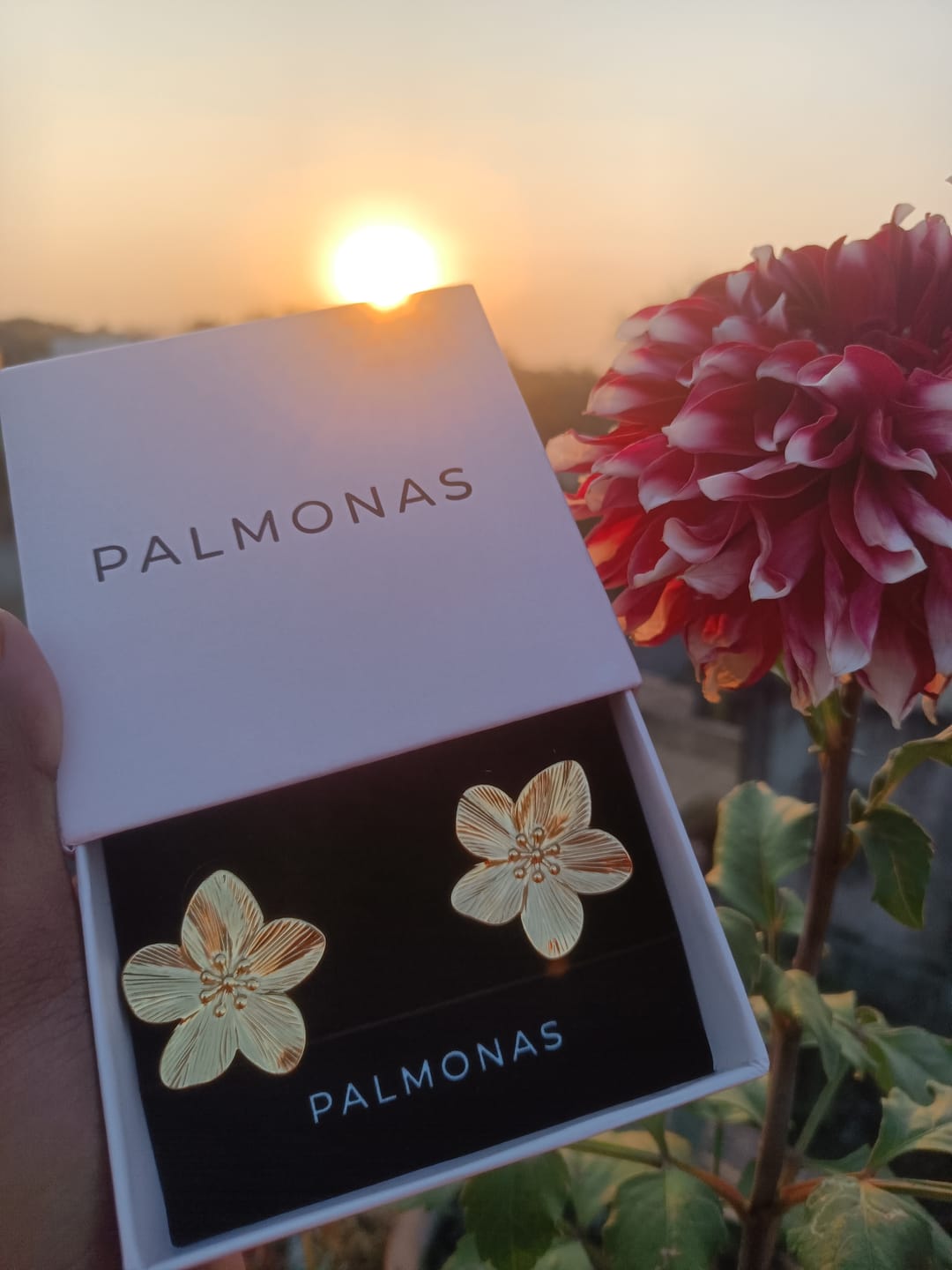 Customer photo review of Golden Blossom Earrings