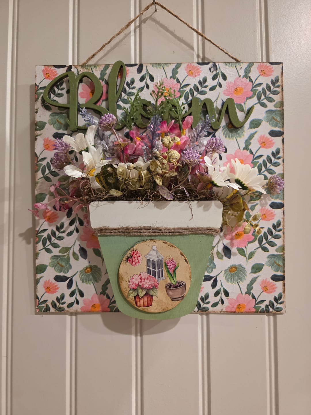 Customer photo review of Unfinished Wood Flower Pot Shape - Flower - Craft - up to 46" DIY
