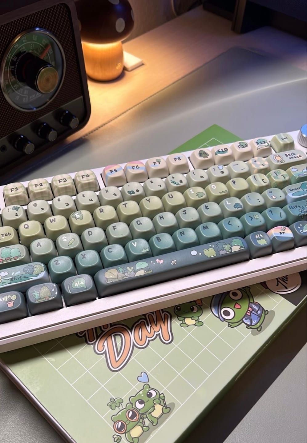 Customer photo review of KiiBOOM X Cosydiaries Rainy Froggy Day Keycap Set