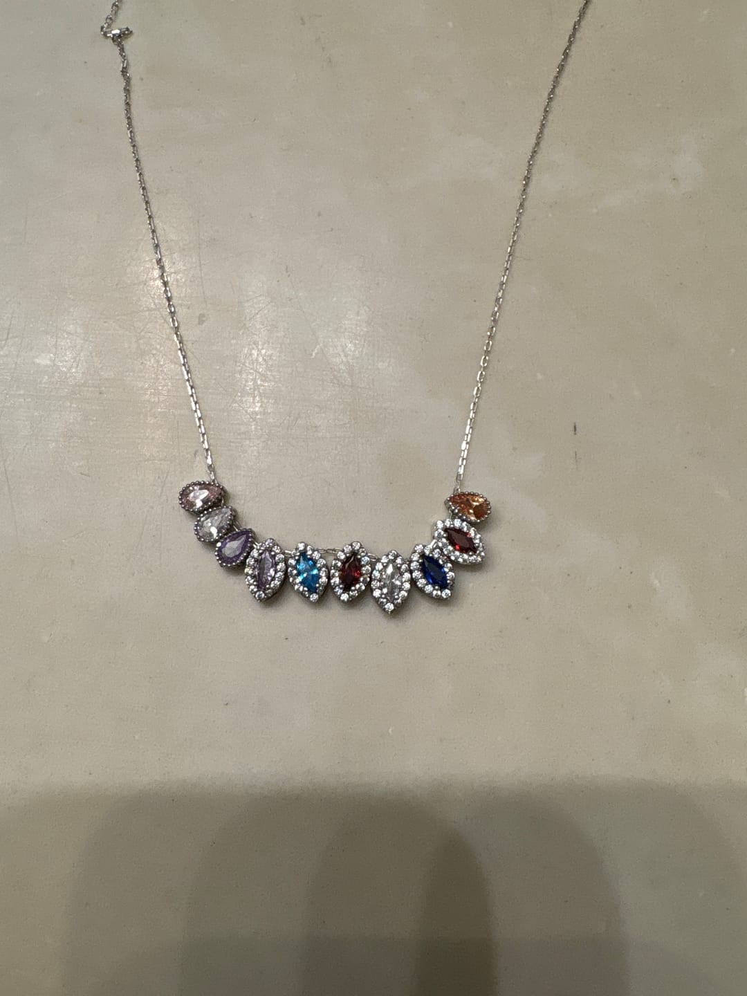 Customer photo review of Marquise Shaped Birthstone Necklace