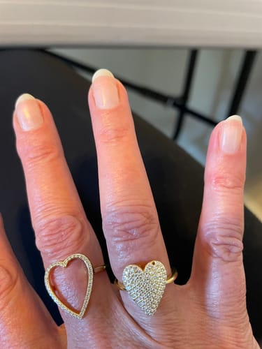 Customer photo review of Louily Yellow Gold Pave Heart shaped Wedding Band Set In Sterling Silver