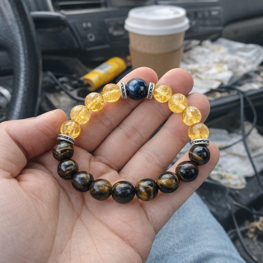 Customer photo review of Leo Zodiac Healing Bracelet 8mm — Tiger's Eye & Citrine, Vastu Remedy for for Confidence