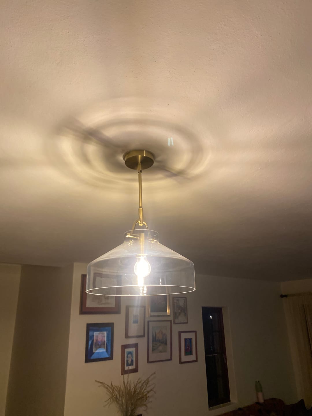 Customer photo review of Miller Farmhouse Clear Glass and Gold Pendant Light