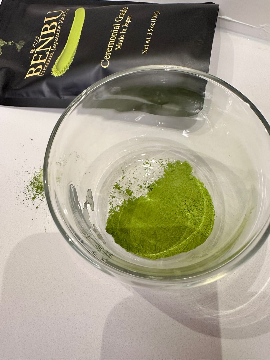 Customer photo review of BENBU Matcha - Premium Japanese Matcha Powder 3.5 oz (100g) Bag