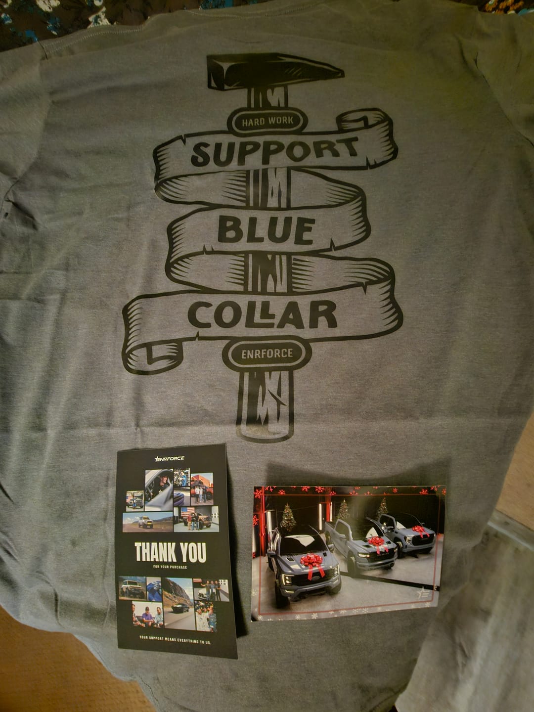 Customer photo review of Support Blue Collar Tee