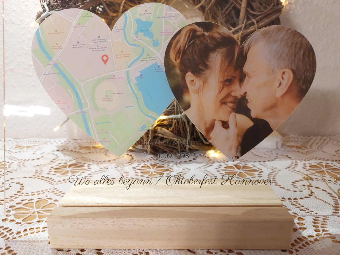 Customer photo review of Unser erstes Date - Personalisierte Acryltafel (30x20)