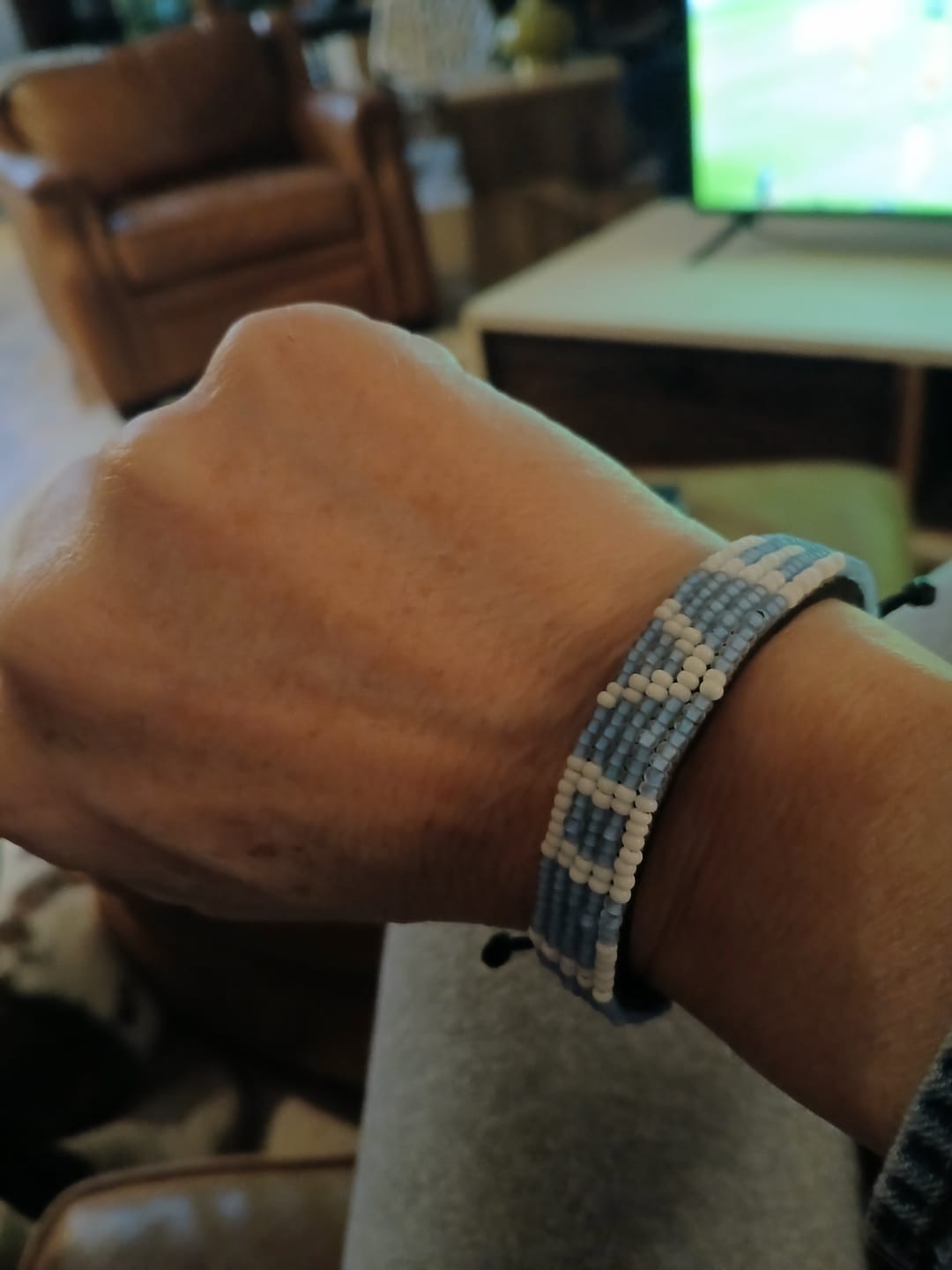 Customer photo review of LOVE Bracelet - Blue/White