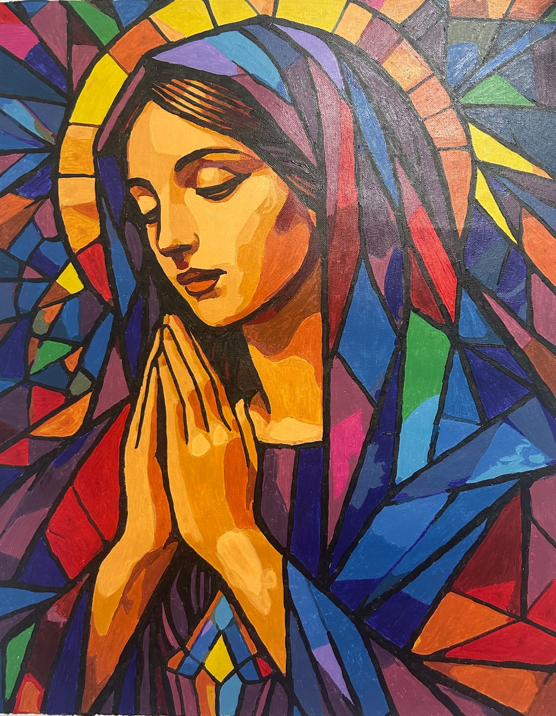 Customer photo review of Stained glass Virgin Mary | Paint by Number