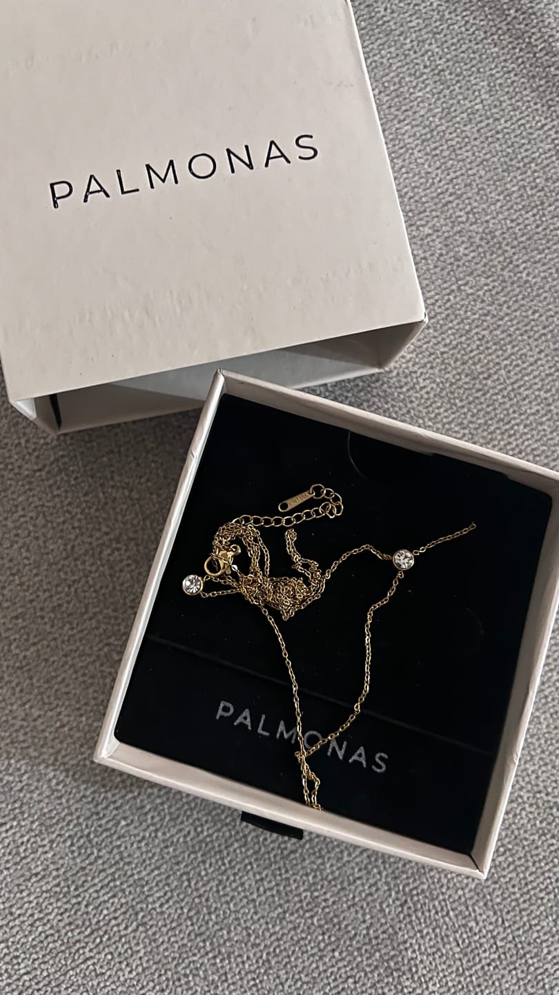 Customer photo review of Two Layered Solitaire Drop Necklace