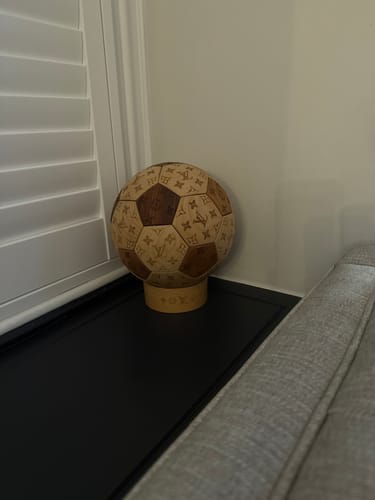Customer photo review of CUSTOM LV SOCCER BALL DISPLAY