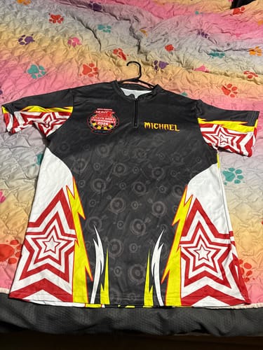 Customer photo review of Maxcorners Multicolor Dartboard Darts Shirt For Men - Custom Team & Name For Darts Jersey LM2206 For Mike